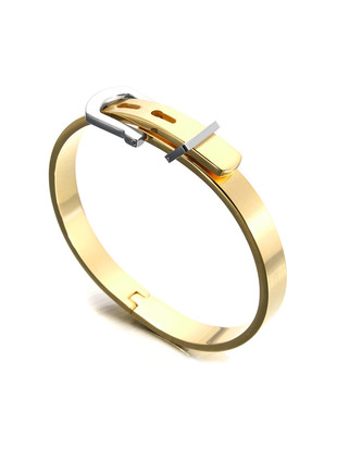 Мужской браслет-ремень золотой из стали, изображение 1