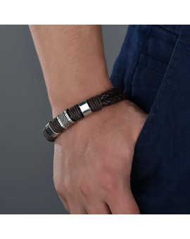 Коричневый кожаный браслет с застежкой, изображение 5