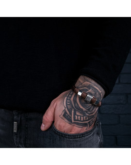 Коричневый кожаный браслет с застежкой, изображение 6