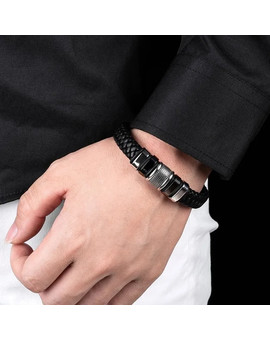 Черный кожаный браслет с магнитной застежкой, изображение 6