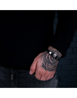 Черный кожаный браслет с магнитной застежкой, изображение 7